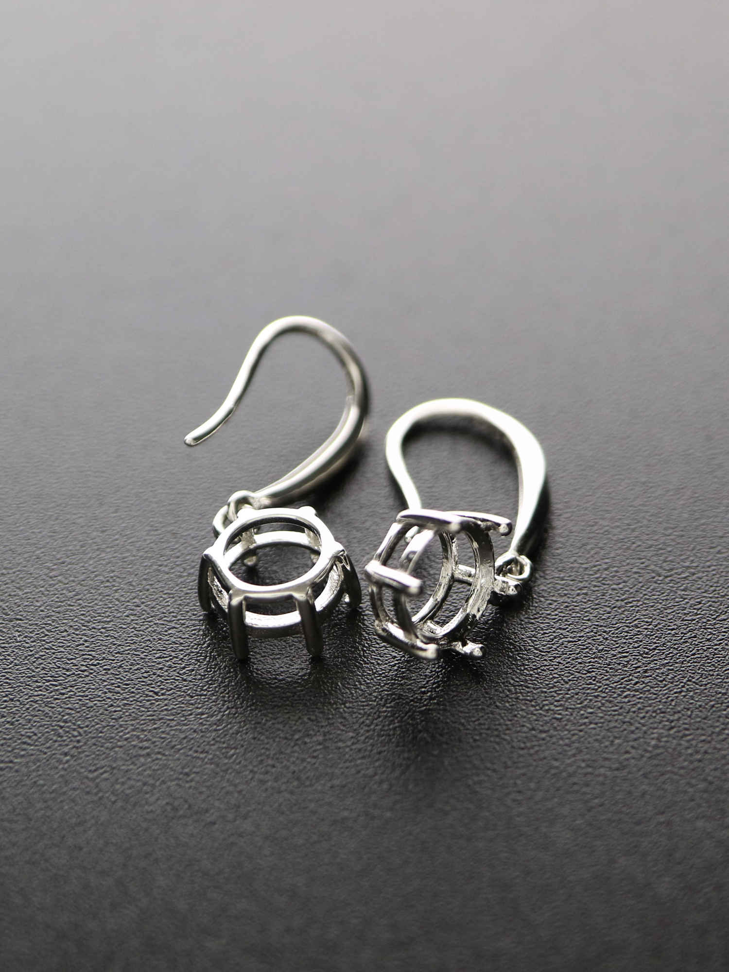 1Pair 5-8MM Round Solid 925 Sterling Silver DIY Prong Hook Earrings Settings Bezel 1702196 - Click Image to Close